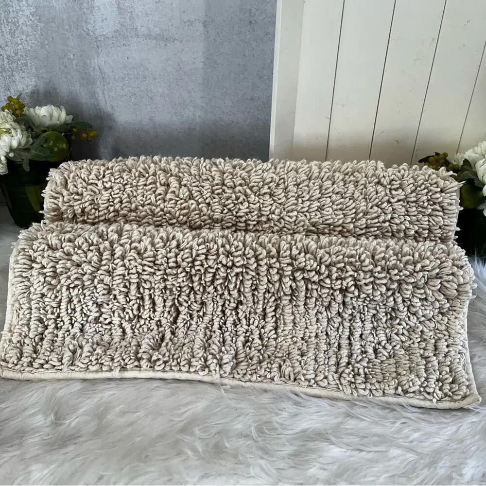 Ralph Lauren Vintage Spun Cotton Loop X-Large Plush Woven Tub Bathmat Cream Nude